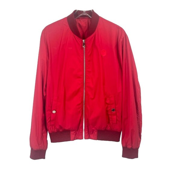 Versace Collection Red Nylon Bomber Jacket Sz Italian 48 USA L 10 - Picture 1 of 9